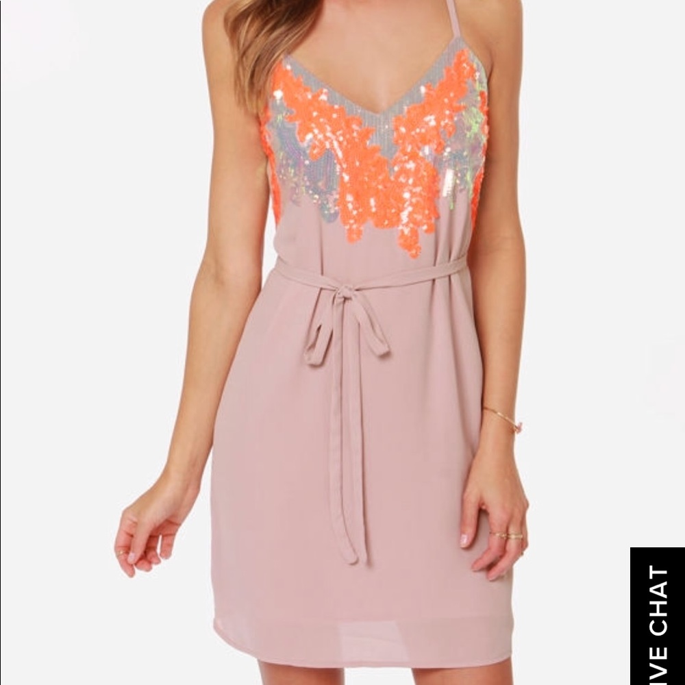 Blush and Neon Sequin Dress